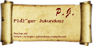 Pláger Jukundusz névjegykártya